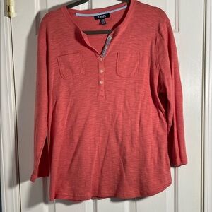 Chaps Women's Long Sleeve Top in Vibrant Coral